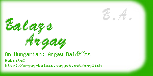 balazs argay business card